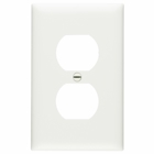 Trademaster Wall Plate with molded of rugged, practically indestructible self-extinguishing nylon. It is preferred for hospital, industrial, institutional, and other high-abuse applications. Available in Ivory, White, Brown, Gray, Black, Blue, Orange, Red, and Light Almond. 1gang 1duplex