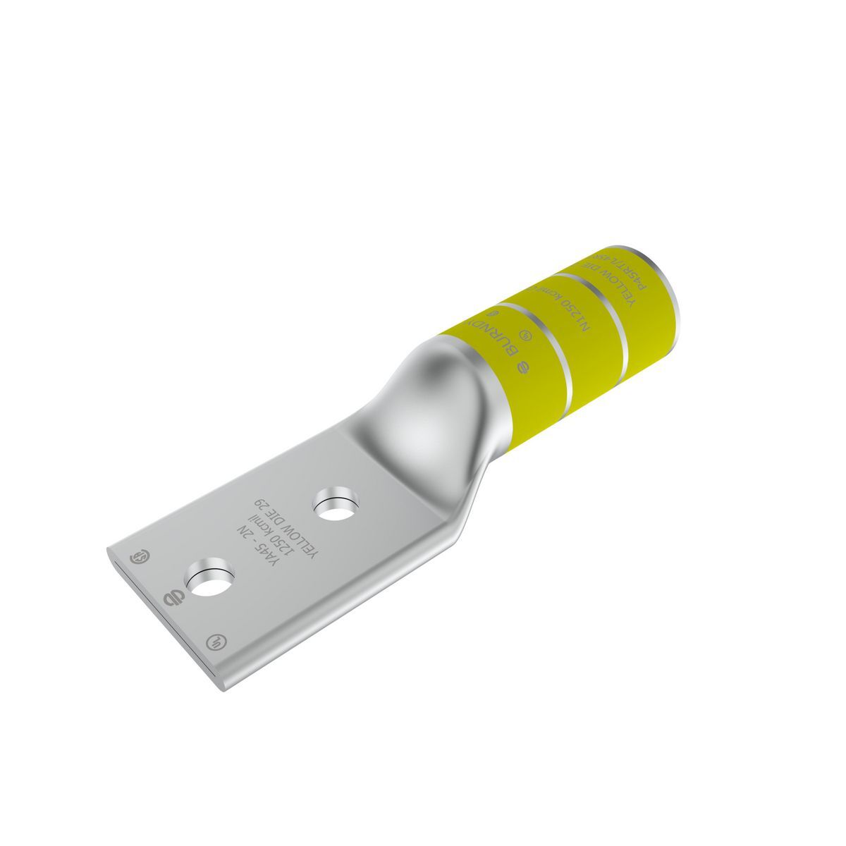 YA452N YA-2N 2-Hole Compression Lug, 1250 kcmil Copper/Stranded Aluminum Conductor, Die Code: 29, 1/2 in Stud, Tin Plated Copper