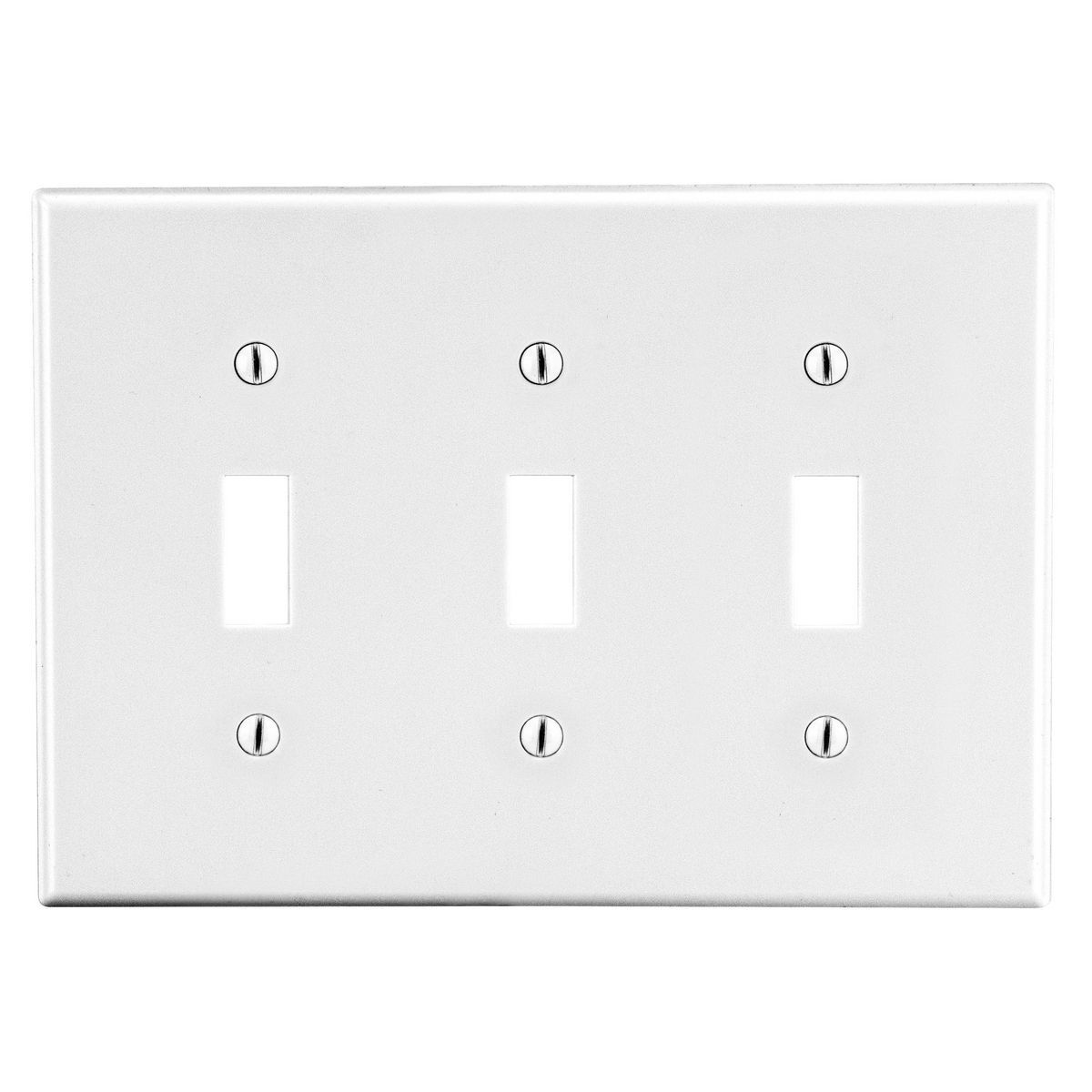 PJ3W Mid-Size Non-Metallic Wall Plate, 3 Gangs, 6.75 in W x 4.88 in H, Polycarbonate Thermoplastic, White