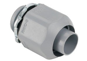 430-NMLTS Bridgeport Straight Non-Metallic Liquid Tight Conduit Connector, 1/2 in Trade, Plastic, Plain