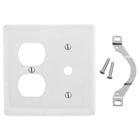 Hubbell Wiring Device Kellems, Wallplates, Nylon, 2-Gang, 1) Duplex,1).406" Opening, White