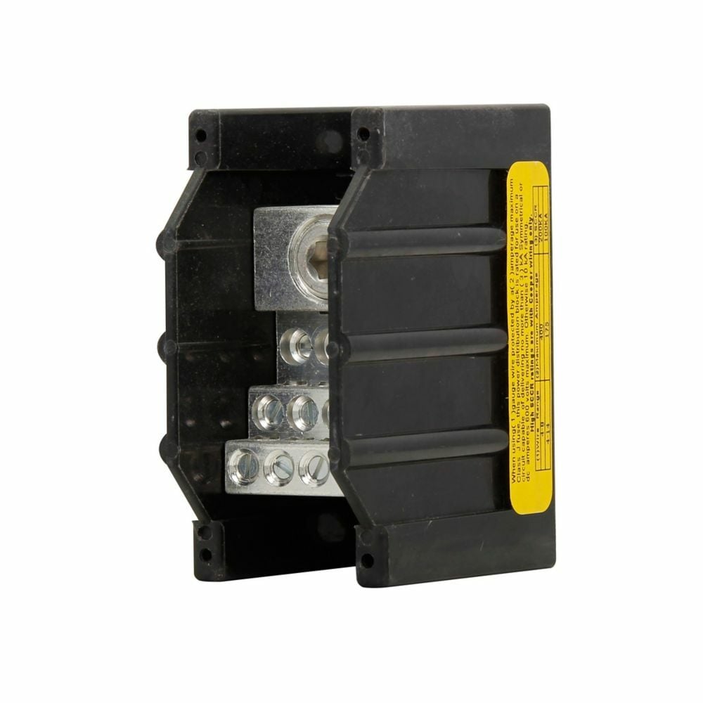 16370-1 Barrier Power Distribution Block, 600 V AC/DC, 310 A, 1 Pole, 6 AWG to 350 kcmil Cu/Al Line, (12) 14 to 4 AWG Cu, 12 to 4 AWG Al Load Wire, Aluminum/Thermoplastic