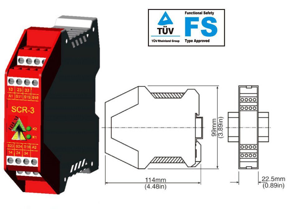 SCR-3 Safety Monitoring Relay, 110V, Pluggable Screw Terminals