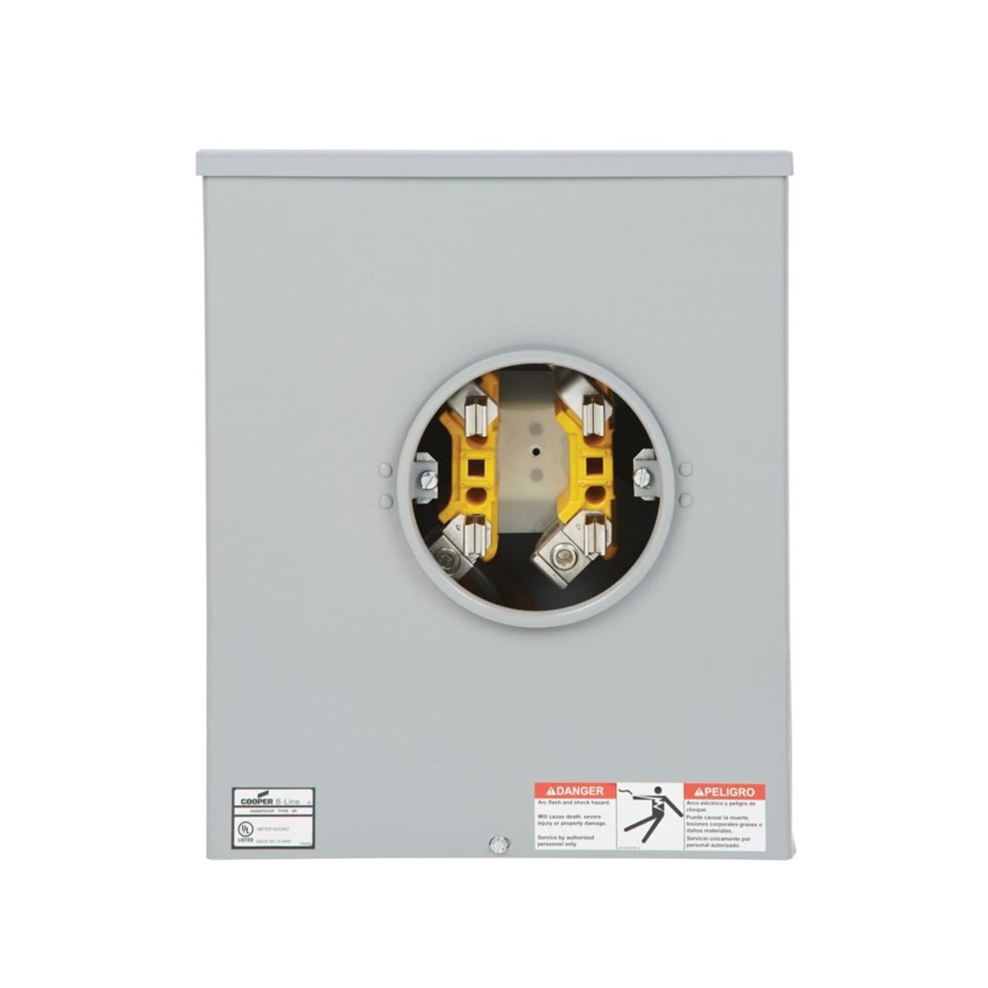 UG204 Single Meter Socket, 200 Amp, UG, 4 Jaw, Ringed, 3 Steel, ANSI 61 Paint, Side, 1 Pole, 3 Wire, #6-350 MCM Line Lug Size, #6-250 MCM Load Lug Size, None