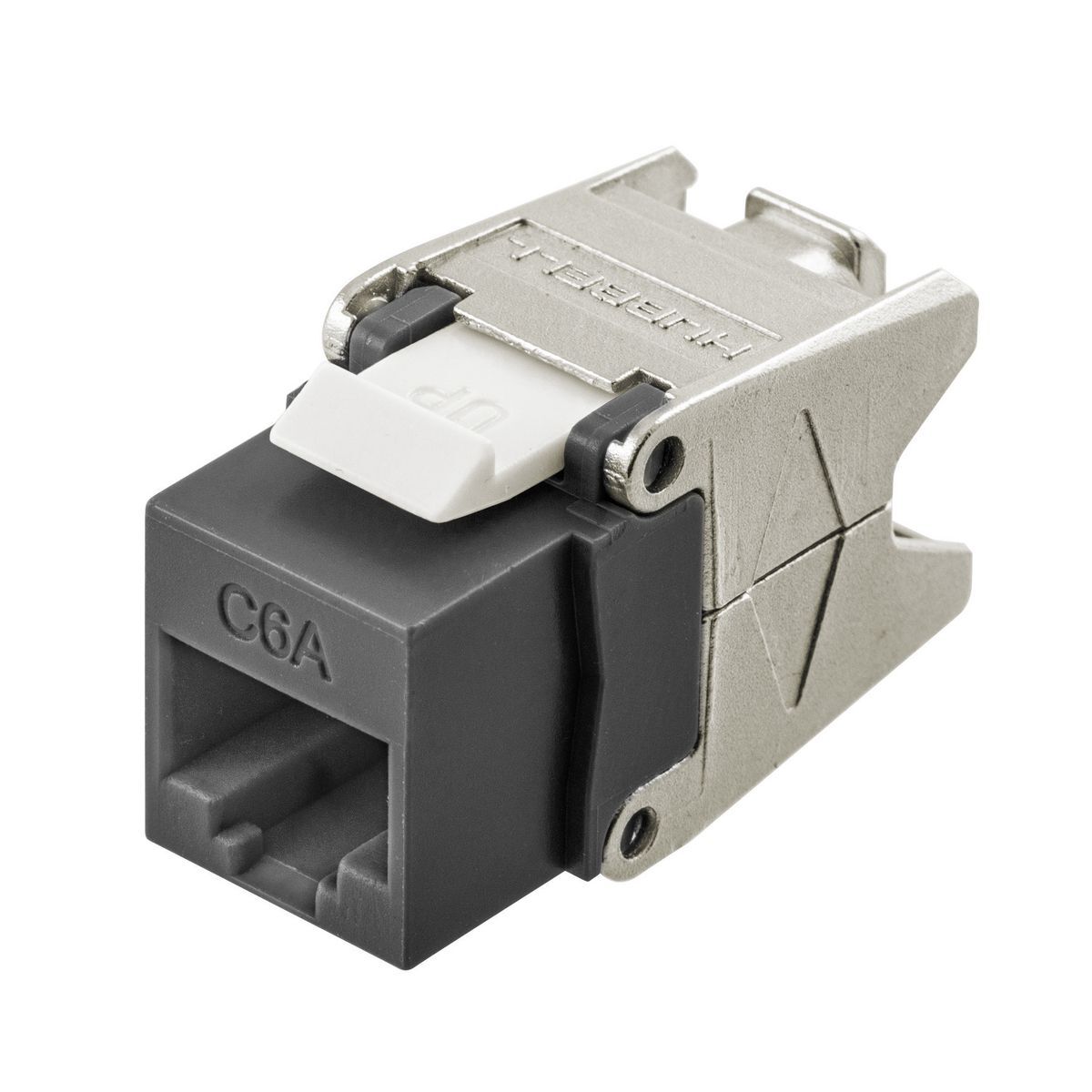 HJU6ABK24 Ascent Modular Plenum Rated Uni UTP Jack With COBRA-LOCK Termination, Cat 6a RJ45 Module, Snap-Fit Mount, Die Cast Zinc/Thermoplastic, Black