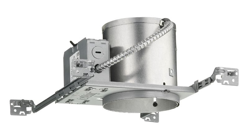IC25 Adjustable New Construction Shallow Round Downlight Housing, Incandescent Lamp, Insulated Insulation, 120 V AC, 5-5/8 in Ceiling Opening, Aluminum Housing