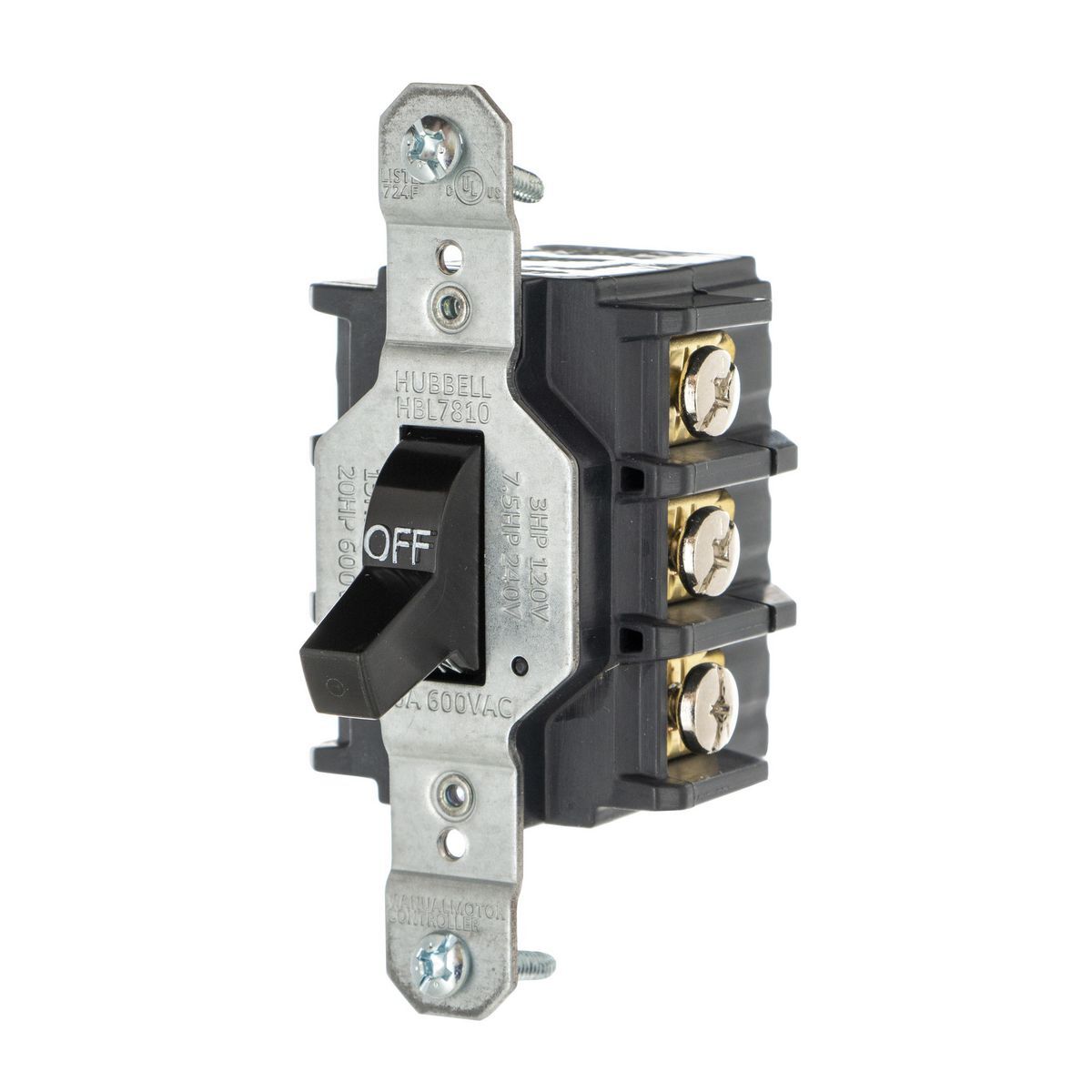 HBL7810S HBL Motor Disconnect, Back & Side Wire Switches and Lighting Control, 600 V, 30 A, 18000 W Power Rating
