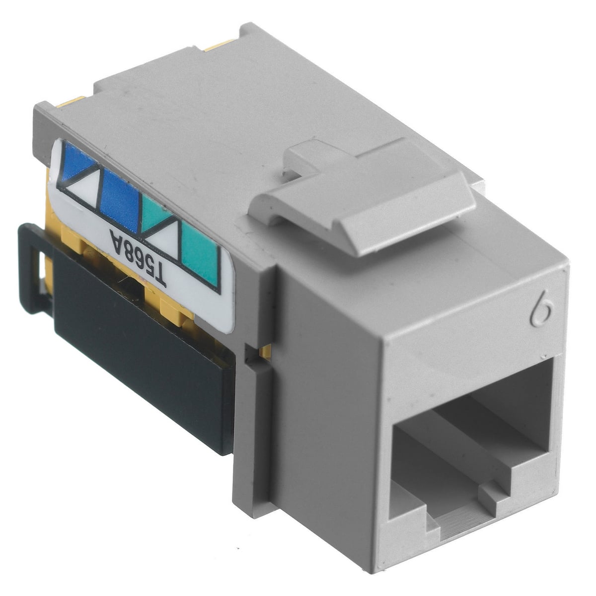 NSJ6GY Standard Universal A/B Modular Jack, Cat 6 Module, Screw Mount, Gray