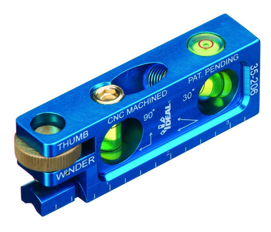 35-206 Conduit Bending Level, 3-1/2 in L x 3/4 in W, 30/90 deg Vial Position, 6061-T6 Aluminum Alloy