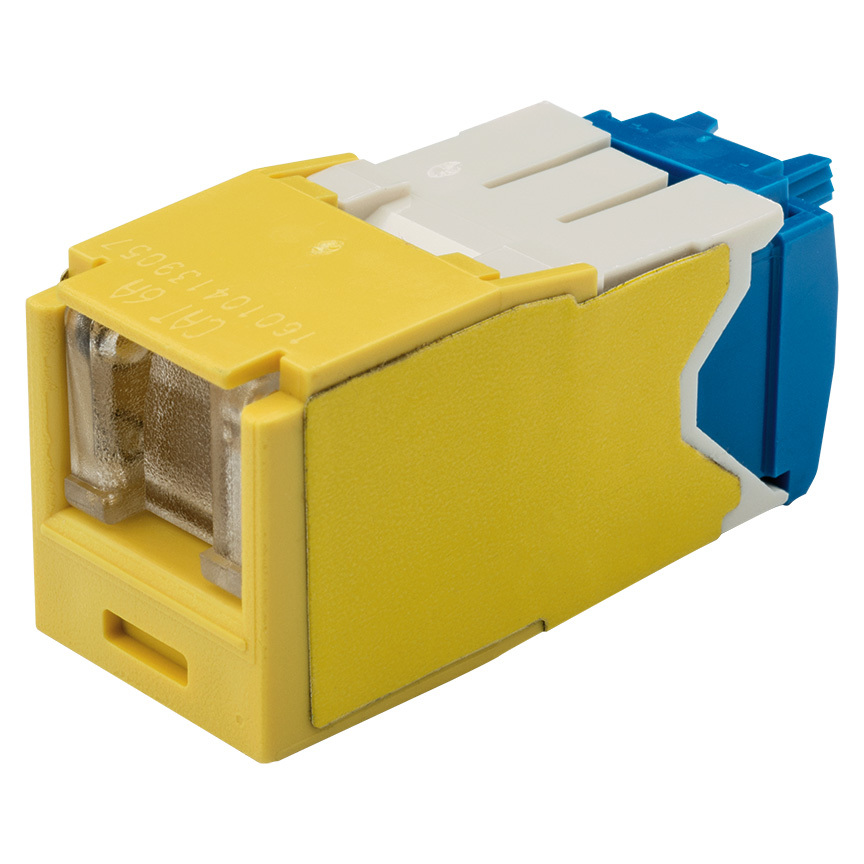 CJH6X88TGYL PanNet Mini-Com TX6A 8-Position 8-Wire RJ45 Universal Unshielded UTP Jack Module, Cat 6A/Mini-Com Module, ABS/Polycarbonate, Yellow