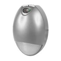 EOT Series Silver Outdoor LED Tear Drop Emergency Wall Pack with Photocell and Self-Diagnostic, 5000K