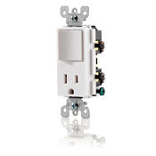 T5625-I Decora Plug Into Safety Tamper-Resistant Combination Receptacle Switch, 12/15 A, 120/125 V AC, 60 Hz, 1 Poles