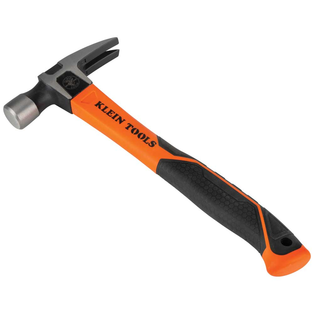 H80820 Straight Claw Hammer, 12.8 in OAL, Striking Face, Smooth Face Surface, 20 oz Head Forged Steel Head, Straight Claw, Fiberglass Handle