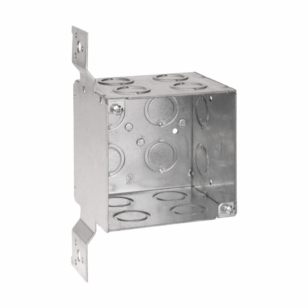TP411 TP Welded Outlet Box, Steel, 46 cu-in Capacity, (14) Knockouts, 4 in H x 4 in W x 3-1/2 in D