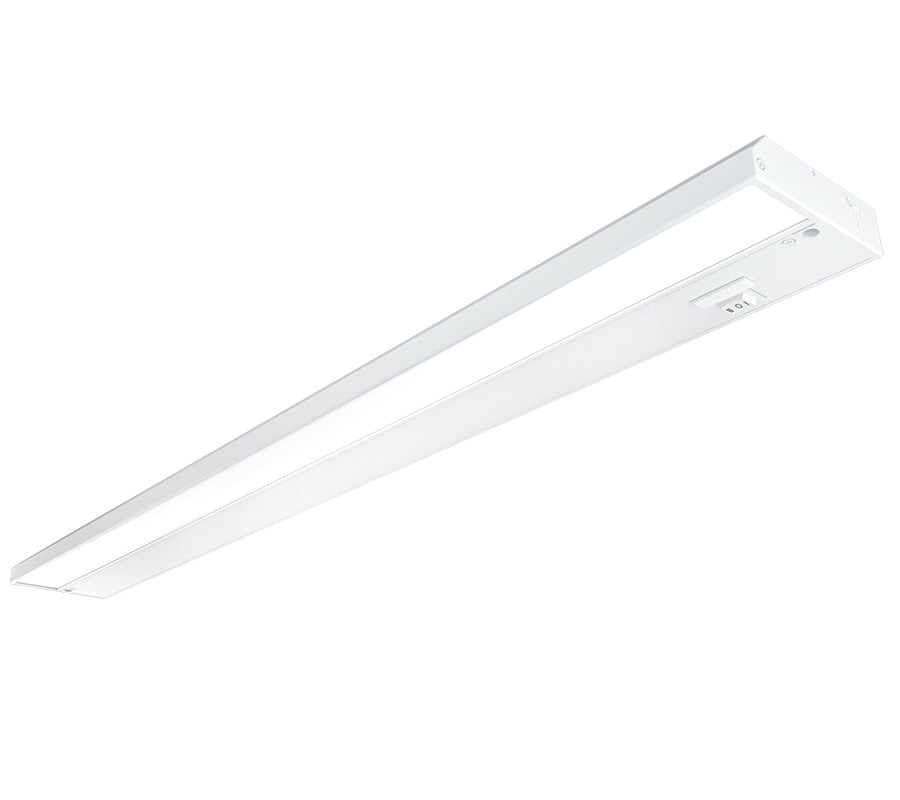 KNOOKFA32W Field Adjustable LED Undercabinet Fixture With Switch, Injection Molded Endcap, 15.7/16.5/16.8 W Fixture, 120 to 277 V, Powder Coated Housing
