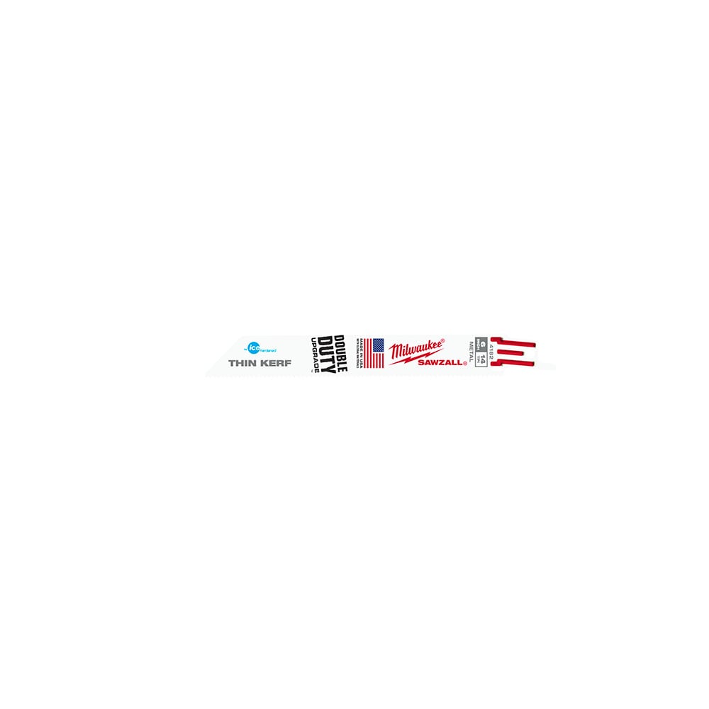 48-00-4182 Ice Hardened Sawzall Double Duty Straight Back Thin Kerf Reciprocating Saw Blade, 6 in L x 3/4 in W, 14 TPI, Bi-Metal Body, Universal/Toothed Edge Tang