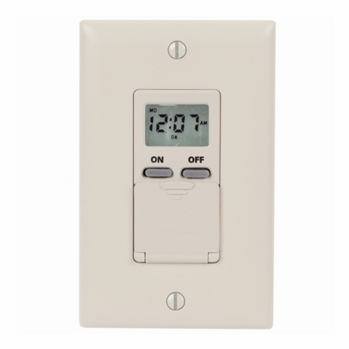 EI500C Digital In-Wall Electronic Timer Switch, 1 min to 7 days Setting, 120 V AC, 1/4 hp, 1NO 1 Form A SPST Contact, 1 Poles