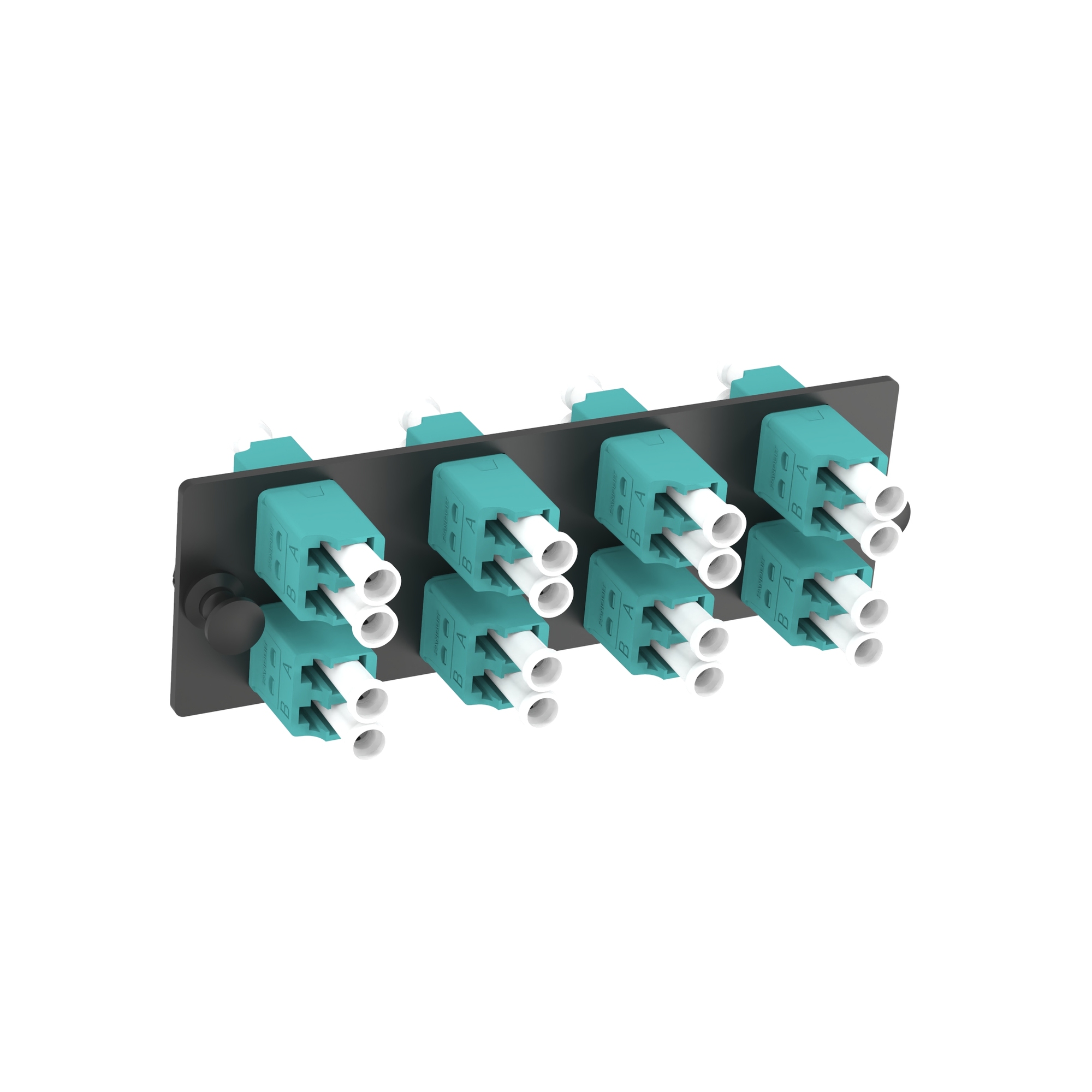 Opticom Fiber Adapter Panel, OM4, 8 LC Duplex, Aqua