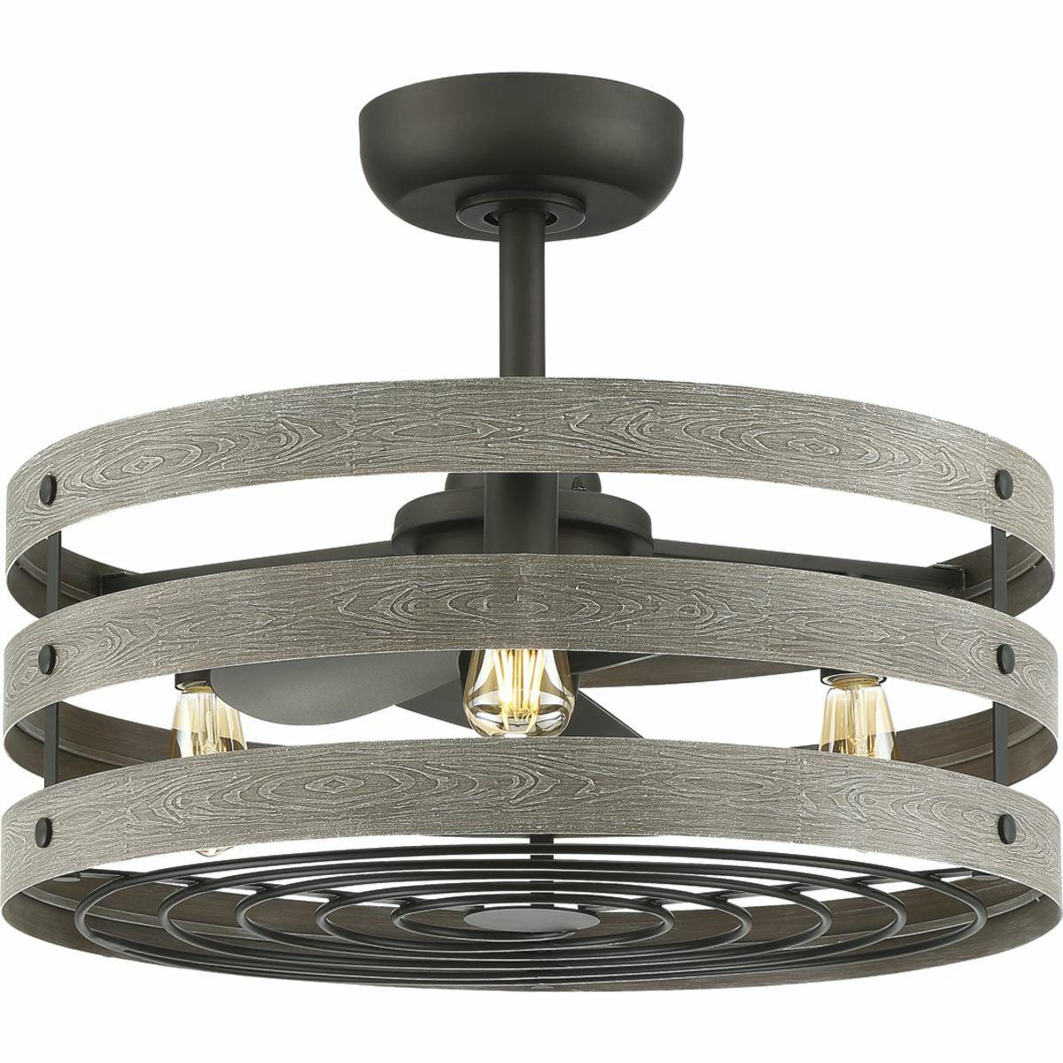 P250012-143-22 Gulliver 3-Lamp Modern Ceiling Fan, 14 in Blade, Steel Housing, Plastic/Wood Blade, 873.41/1099.56/1297.28 cfm Flow Rate