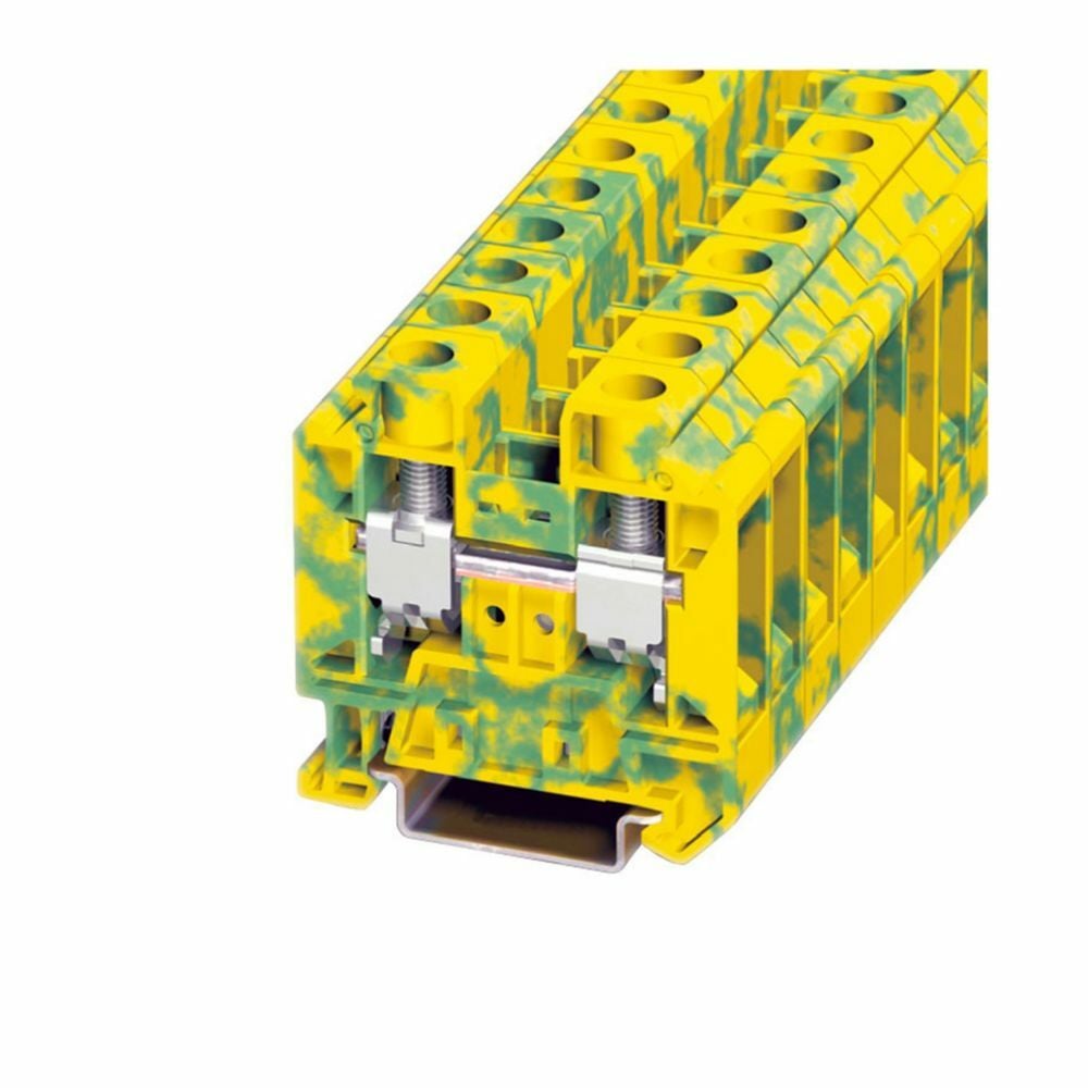 XBUT16PE IEC-XB 1-Level Ground Block, 101 A, 26 to 10 AWG Wire, DIN Rail Mount