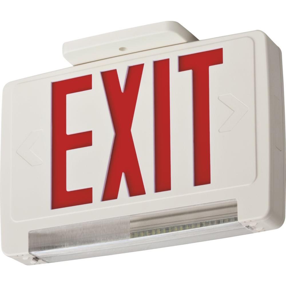 ECBR LED M6 ECBG Static LED Combination Exit Sign, 3 W Fixture, 120/277 V AC, White Housing, EXIT Legend