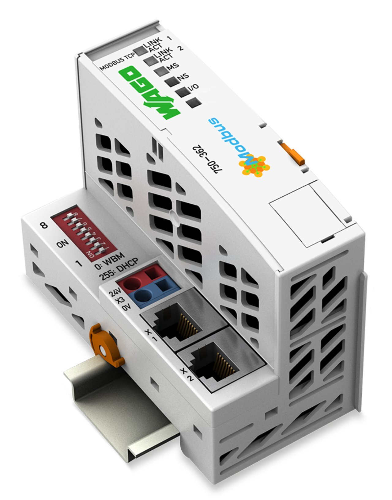 750-362 4th Generation Fieldbus Coupler, 3.811 in H x 1.949 in W x 2.831 in D, Polycarbonate/Polyamide 6.6