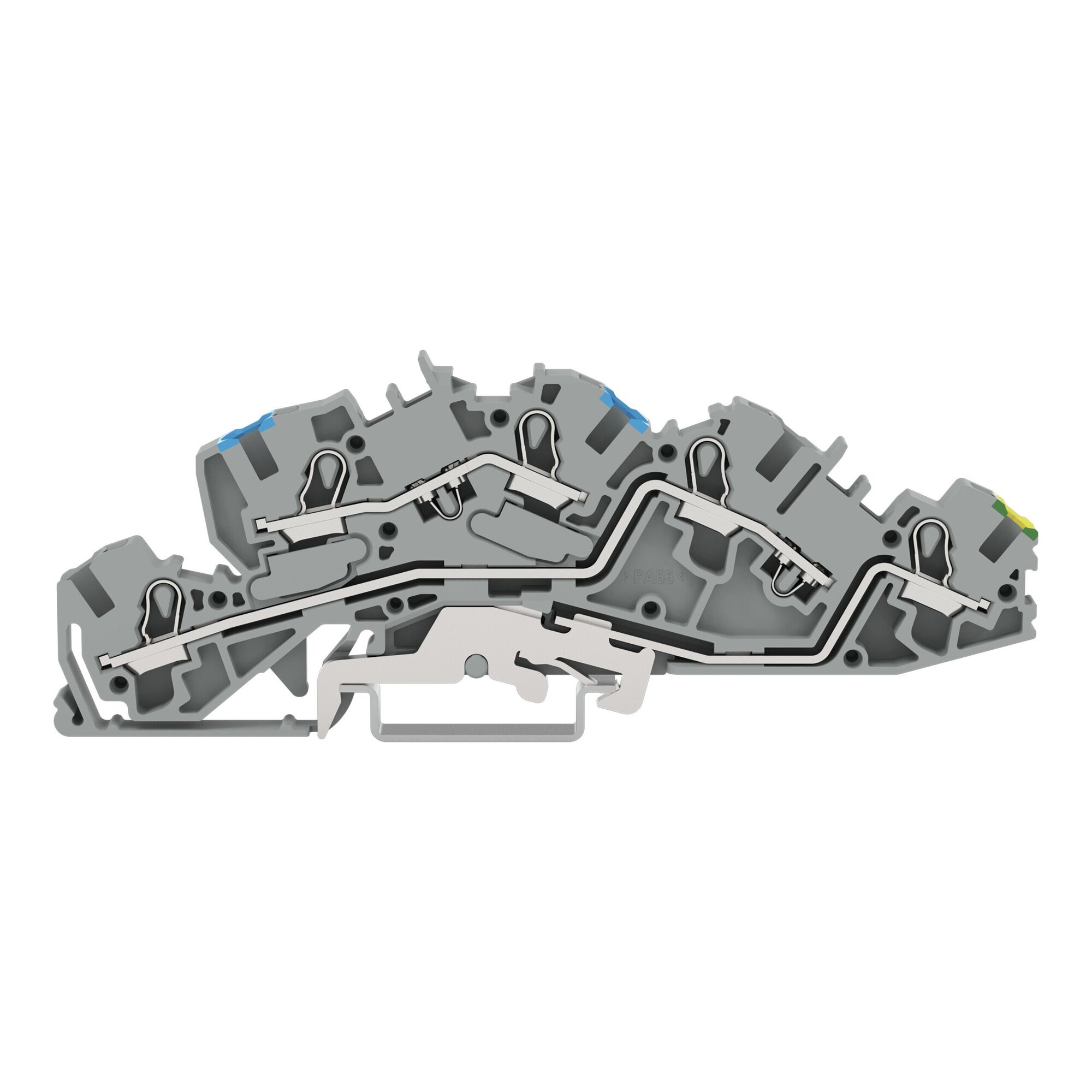 2005-7646 Operating Tool Installation Terminal Block, 250 V, 32 A, 10 AWG Solid Conductor, 10 AWG Fine-Stranded Conductor Wire, 3 Poles, DIN Rail Mount