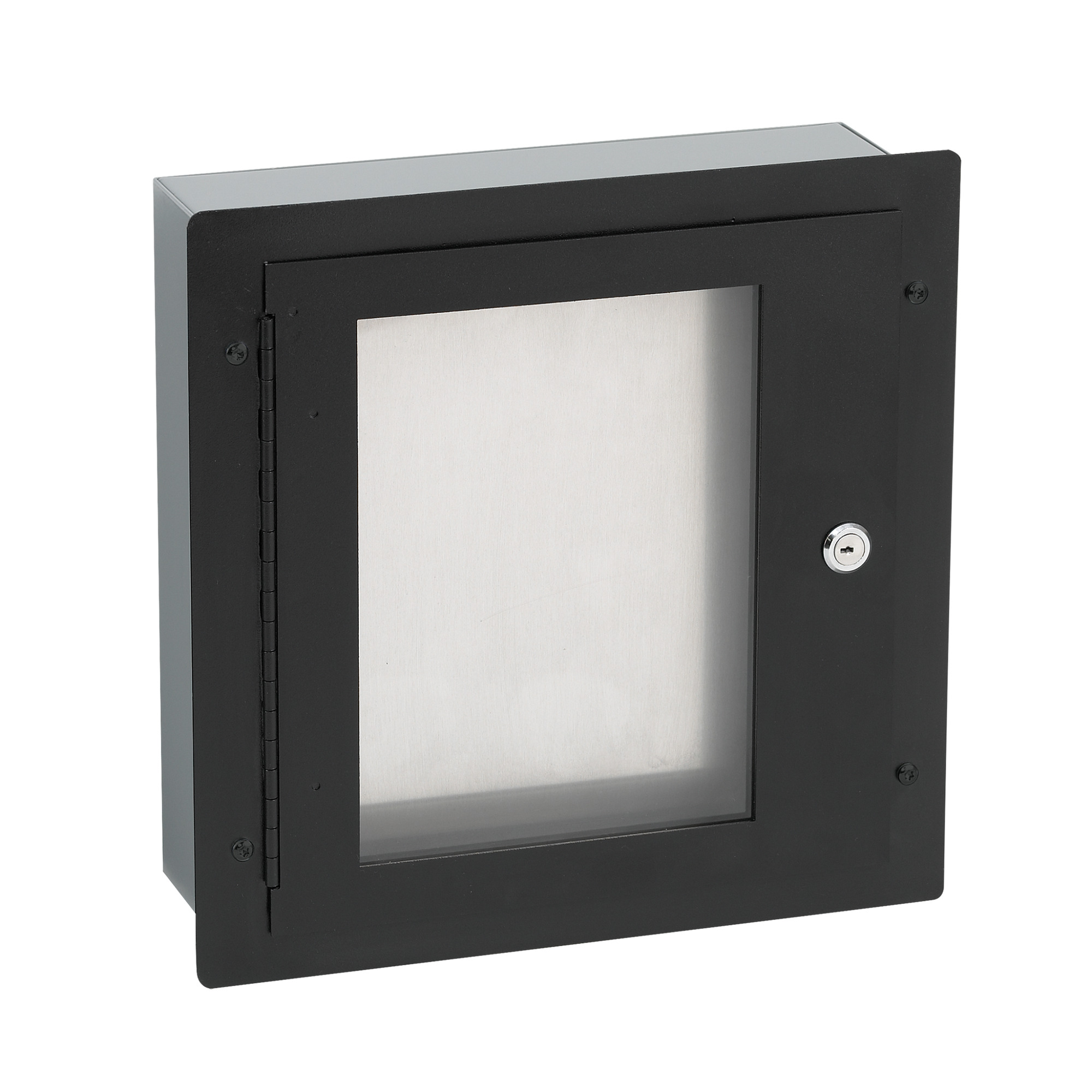 ALDF1212W A90P1 Type 1 Locking Window Pull Box Accessory, 10.25 in H x 7.88 in W, 10 in H x 10.14 in W Cut Out, 13 in H x 13 in W x 1.62 in D, For Use With Screw Cover 12 x 12 in Pull Box, Steel, Black