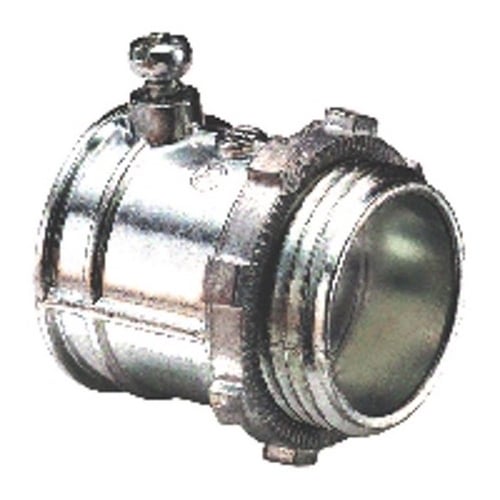 30-DC2 Bridgeport Set Screw Connector, 1/2 in Trade, For Use With IMC/Rigid Conduit, Die Cast Zinc, Ball Burnished/Mirror Smooth