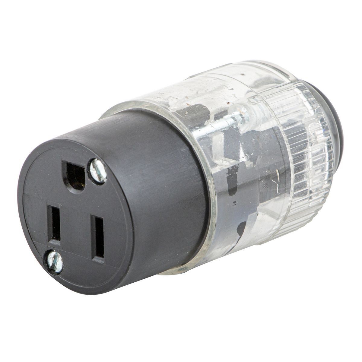 515LC Illuminated Straight Blade Connector, 125 V, 15 A, 2 Poles, 3 Wires, Clear