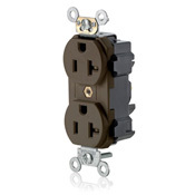 M5362-S Lev-Lok 1-Phase Duplex Heavy Duty Straight Blade Receptacle, 125 V AC, 20 A, 2 Poles, 3 Wires, Brown