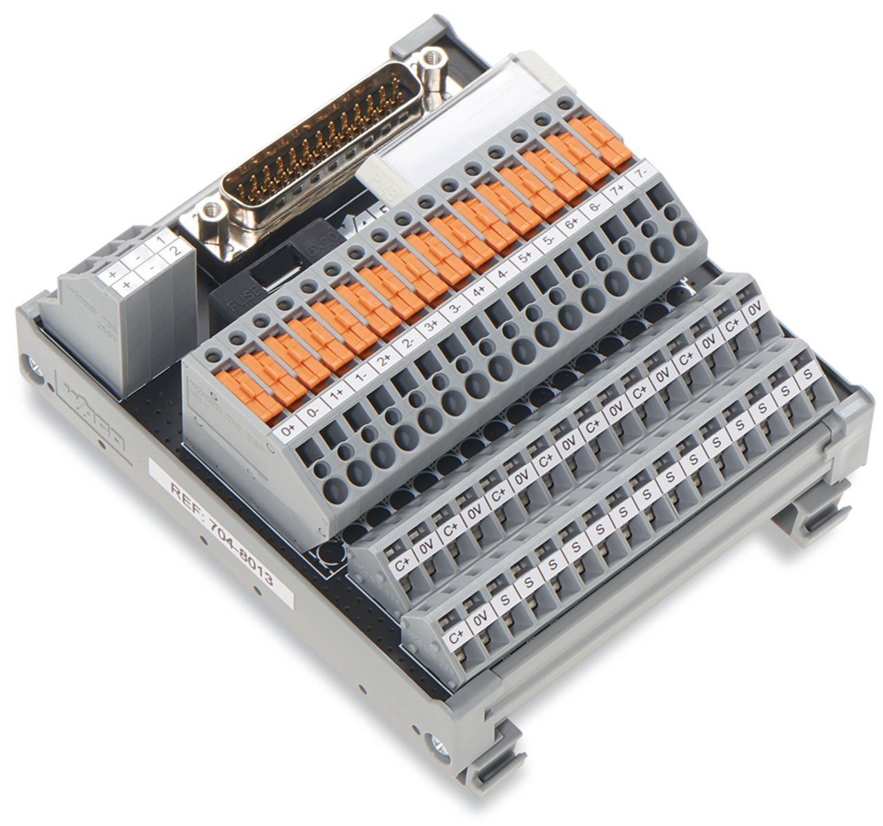 704-8013 Male Interface Module, 48 V DC, 28 to 12 AWG Wire, 25 Poles, DIN Rail Mount