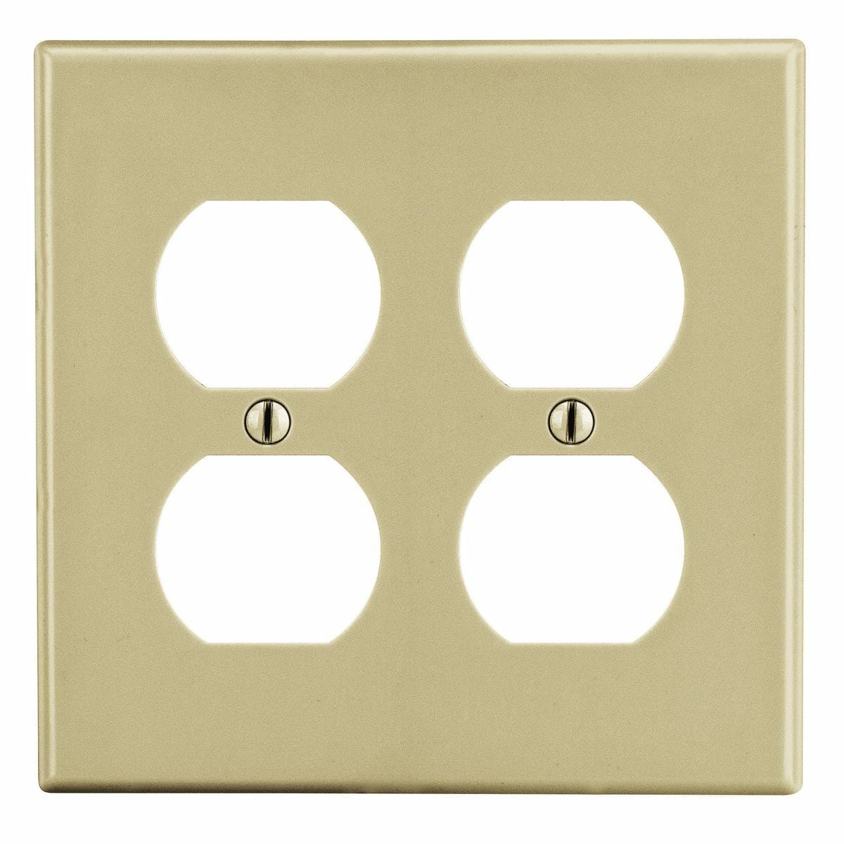 PJ82I Mid-Size Non-Metallic Wall Plate, 2 Gangs, 5 in W x 4.94 in H, Polycarbonate Thermoplastic, Ivory