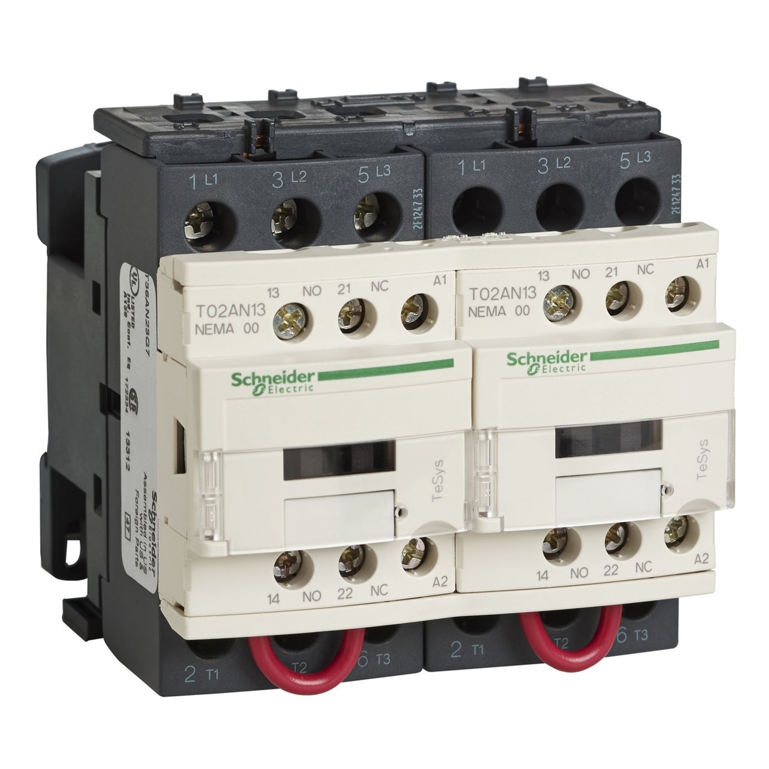 T02CN23G7 TeSys N Reversing NEMA Contactor, 120 V AC V Coil, 27 A, 3 Poles