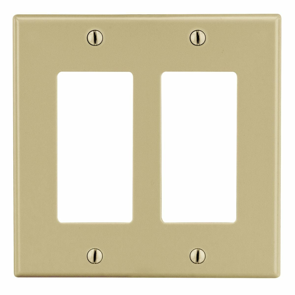 PJ262I Mid-Size Wall Plate, 2 Gangs, 5 in W x 4.94 in H, Polycarbonate Thermoplastic, Ivory