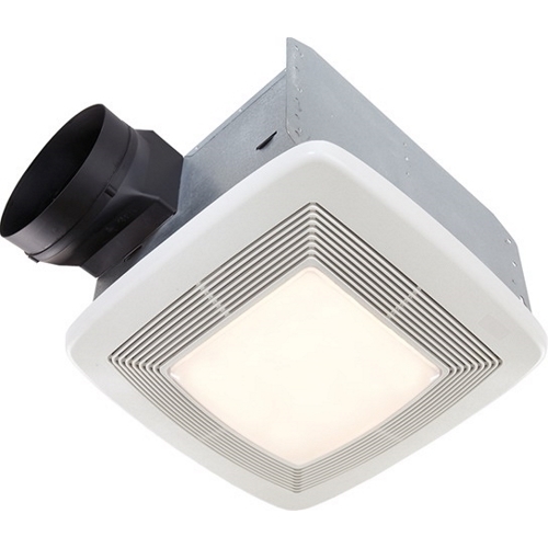 QTXE110FLT Ultra-Quiet Bathroom Ventilation Fan/Light, 110 cfm, 6 in Dia Duct, 33.5 W, 120 V AC, 1 A, 0.9 sones, Domestic