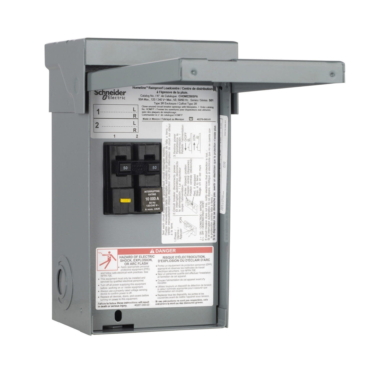 CHOME250SPA Enclosed Circuit Breaker, 50 A, 10 kA Interrupt, 2 Poles