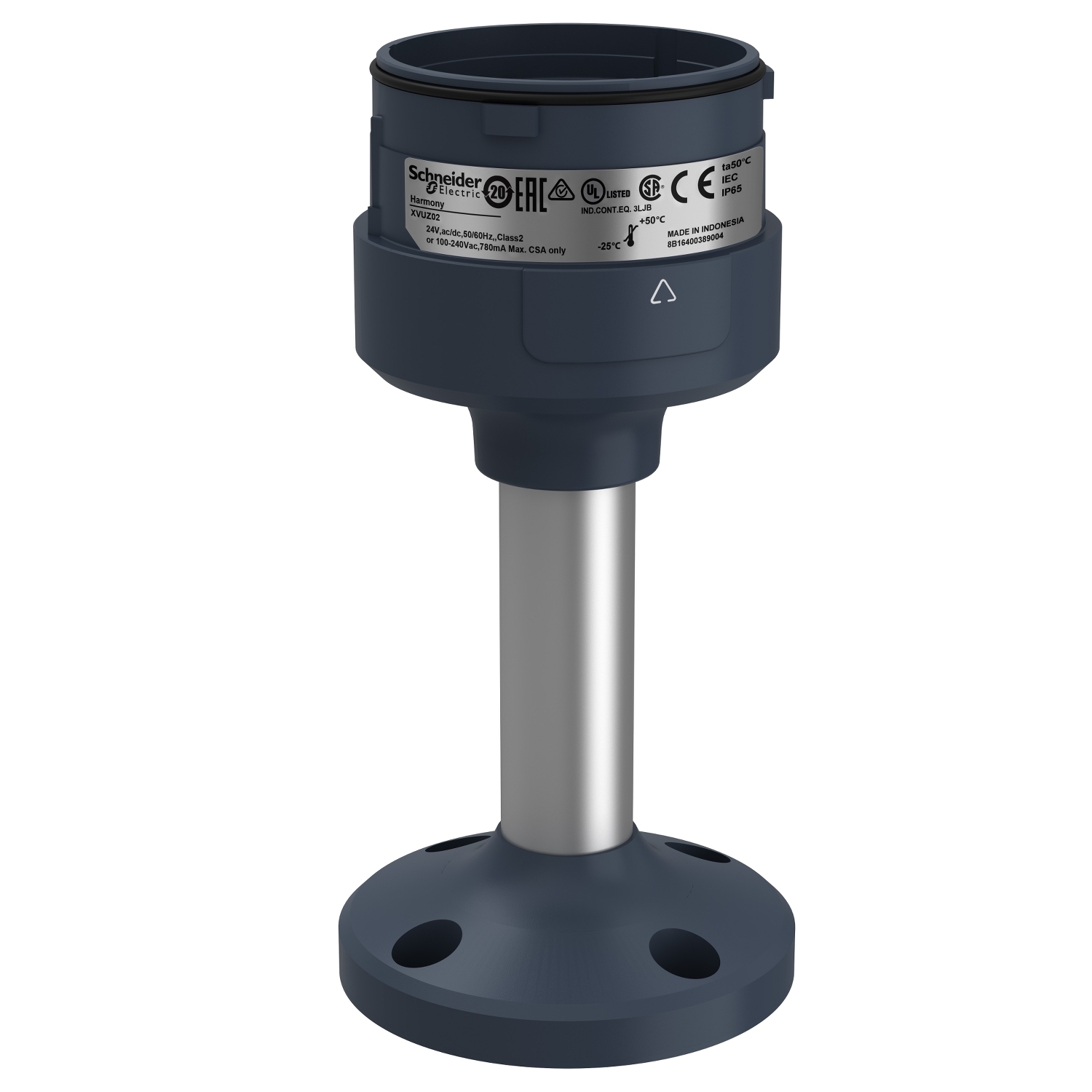 XVUZ02 Mounting Plate With 100 mm Pole, For Use With Harmony XVU Series 60 mm Modular Tower Light, PBT/ABS/PC/AL