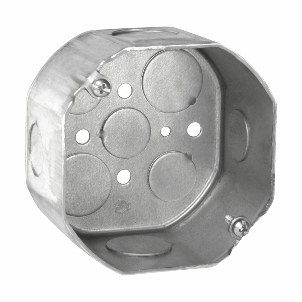 TP838 TP Drawn Outlet Box, Steel, 21.5 cu-in Capacity, (5) Knockouts, 4 in H x 4 in W x 2-1/8 in D