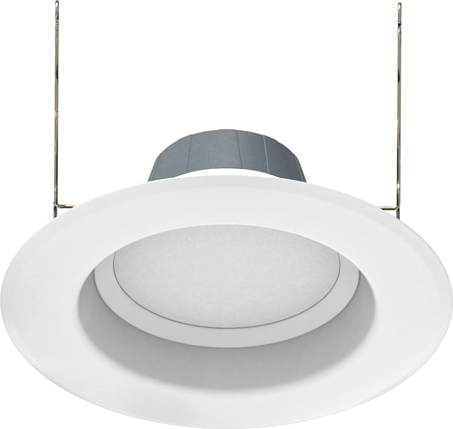 R6R14840120WS R Series Round Recessed Retrofit Downlight, 13.6 W Fixture, 6 in Ceiling Opening, 120 V AC, Aluminum Housing
