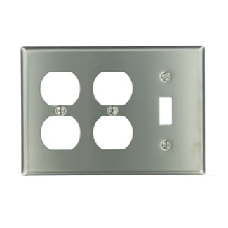 84047-40 Standard Size Combination Wall Plate, 3 Gangs, 6-3/8 in W x 4-1/2 in H, 302 Stainless Steel