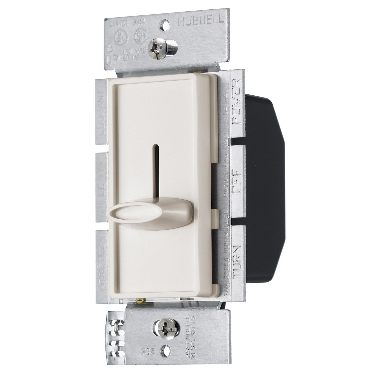 RSFSQFLA RSFSQF 1-Pole Standard Fan Speed Control, 120 V AC, 1.5 A, 3-Speed Slider/Variable Operational Mode, Plastic, Light Almond