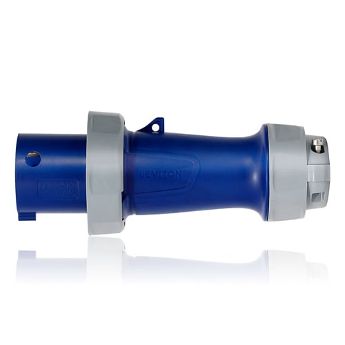4100P9WLEV LEV Watertight Sleeve Plug, 250 V AC, 100 A, 3 Poles, 4 Wires, Blue