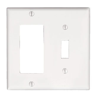 SJ126-40 Decora Midway Size Combination Wall Plate, 2 Gangs, 4.94 in W x 4.875 in H, Stainless Steel
