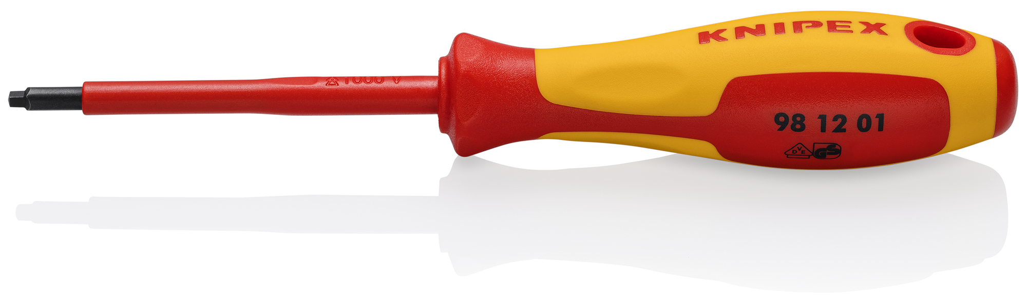 Square Drive Screwdriver, 3 1/8 in.-1000V Insulated, R1, 7 1/2 in., Multi-Component, VDE