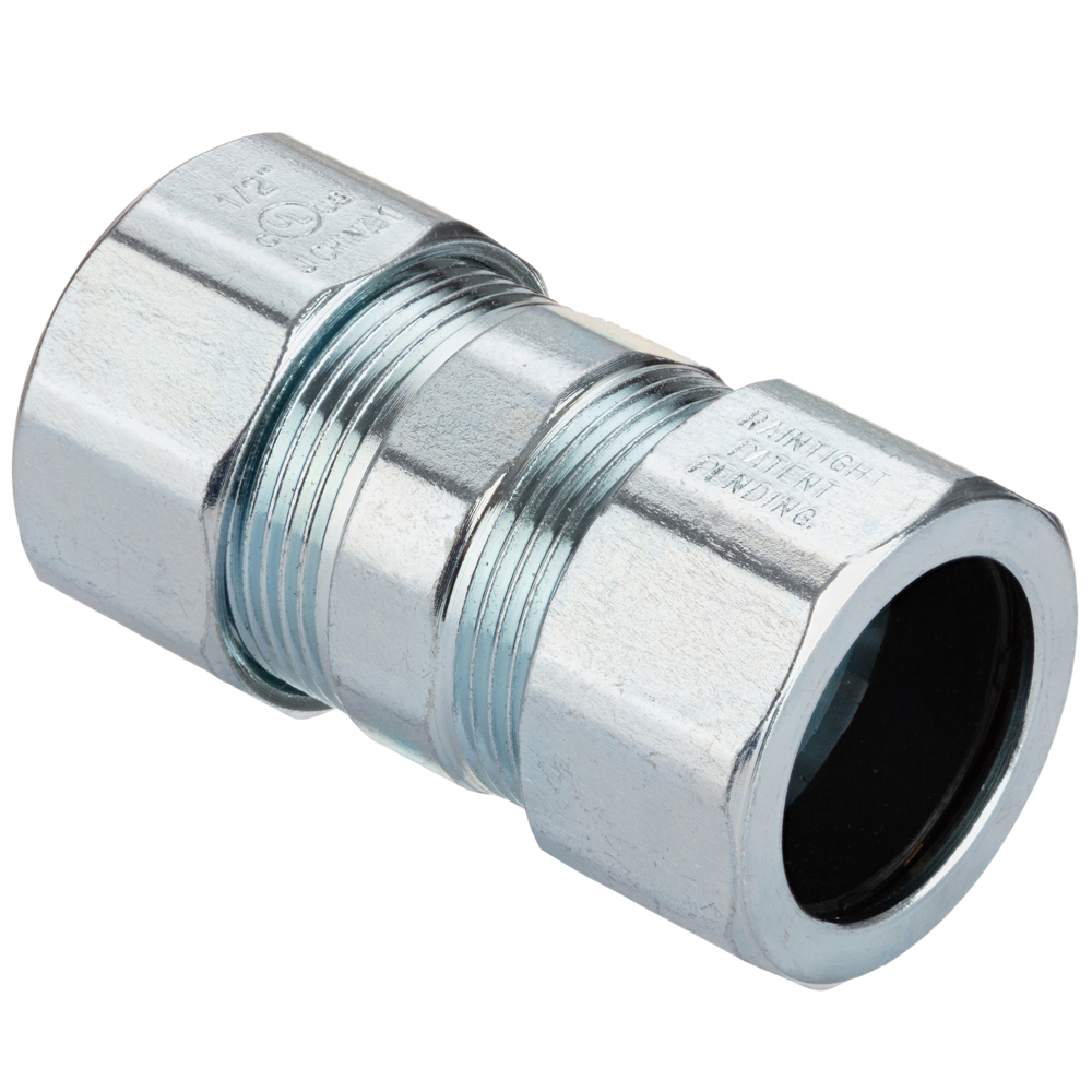 3100-RT Bridgeport Raintight Rigid Threadless Compression Coupling, 1/2 in, For Use With: IMC/Rigid Conduit, Steel, Zinc Plated
