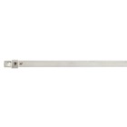Dual-Lock 304 Stainless Steel Cable Tie, Temperature Rating of 538 Celsius (1000 F), Length of 736.6mm (29 Inches), Width of 6.35mm (0.25 Inches), Thickness of 0.381mm (0.015 Inches), Tensile Strength Rating of 889.6 Newtons (200 Pounds)