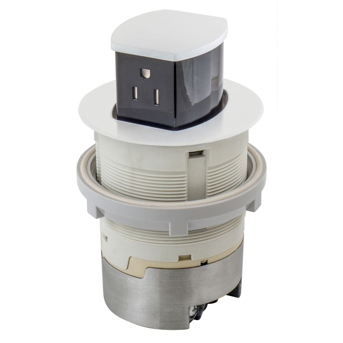 RCT201W Flush Pop-Up Standard Sized Tamper Resistant Countertop Receptacle, Composite, 1 Gangs, 1 Outlets, 2 Knockouts
