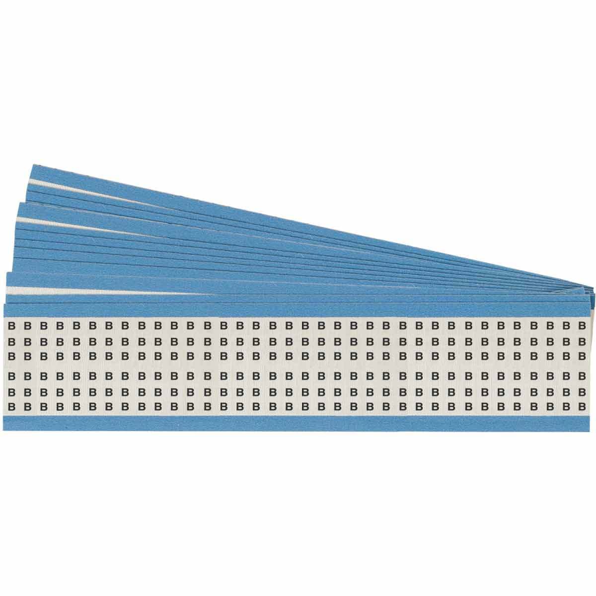 HH-B-PK HH Series Die-Cut Pre-Printed Solid Letter Wire Marker Card, 1/4 in W, Black on White, B-12 Acetate Cloth, 36 Markers per Card
