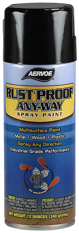 306 Aervoe Rustproof Solvent Based Spray Paint, 16 oz Container, Liquid Form, Safety Black, 11 sq-ft Coverage, 72 hr Curing